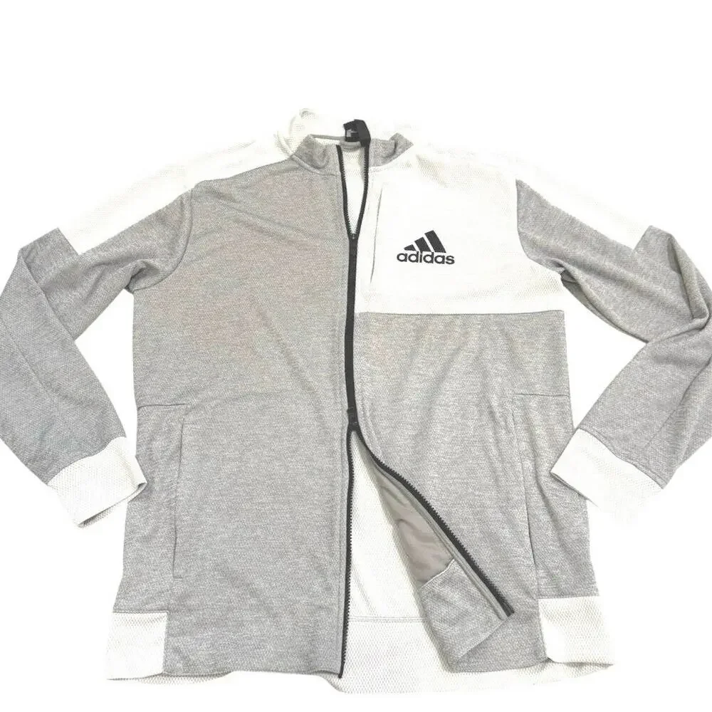 Adidas Jacket Gray Team Issue Bomber Full Zip Lightweight Performance Men’s L